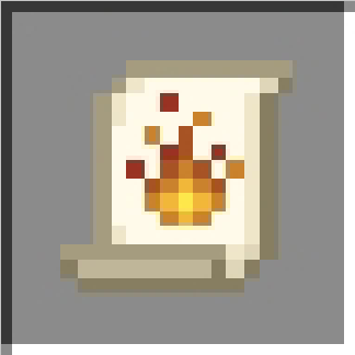 Scroll with a fiery spell icon.