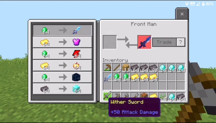 Trade menu with OP items.