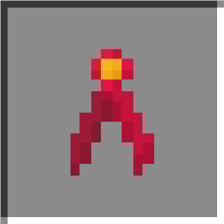 Pixelated red and yellow magic icon.