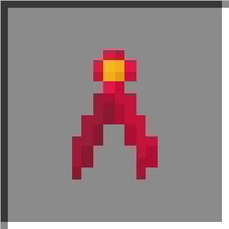 Pixelated red and yellow magic icon.