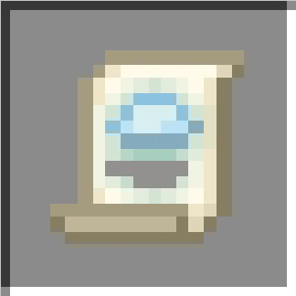 Pixelated magic scroll icon.