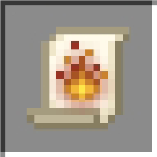 Scroll with fire symbol icon.