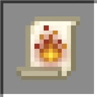 Scroll with fire symbol icon.