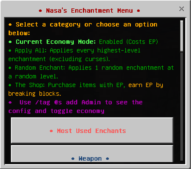 Enchantments Menu: Screenshot 2