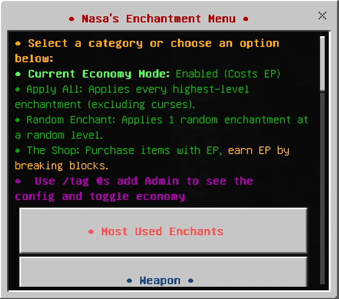 Enchantments Menu: Screenshot 2