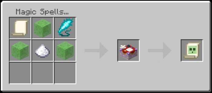Crafting interface with spell scroll.