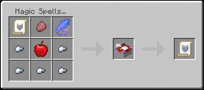 Crafting magical spell scroll recipe.