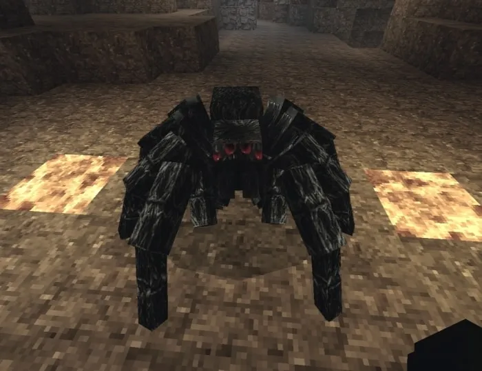 Realistic spider mod in a cave.