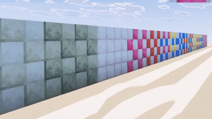 Colorful block wall in a virtual world.