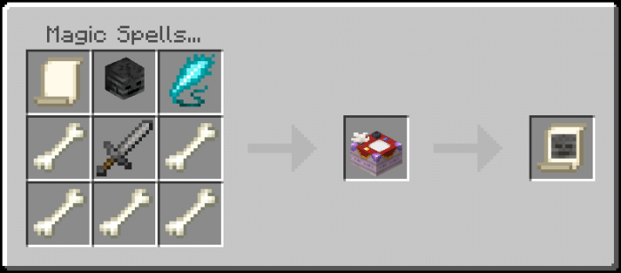 Crafting screen for magic spell scroll.