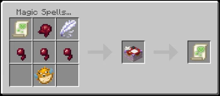 Crafting recipe for a magic spell.