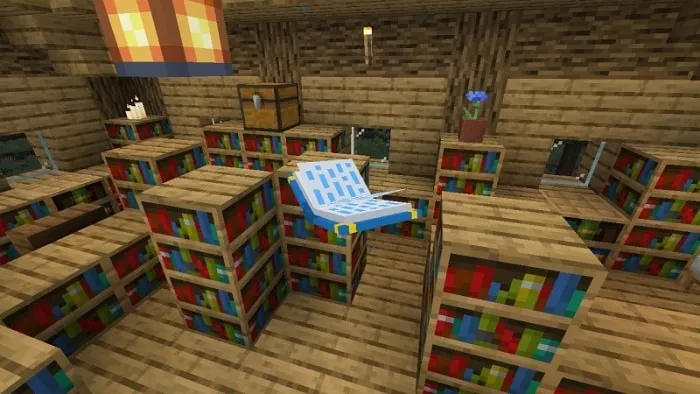 Magic spellbook in a cozy library.