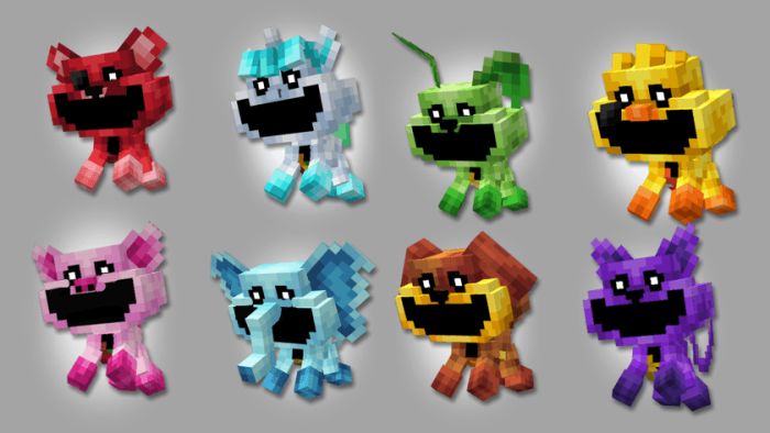 Colorful blocky characters lineup