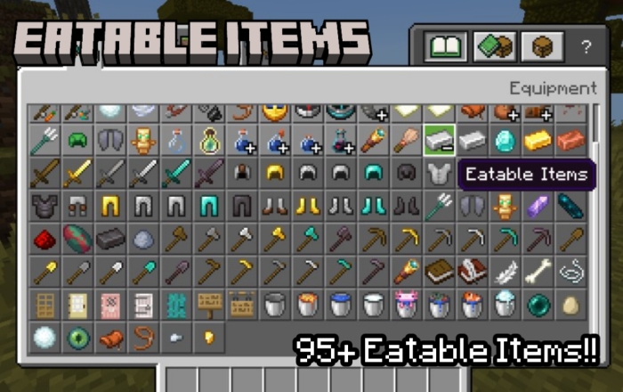 Inventory showcasing eatable items.