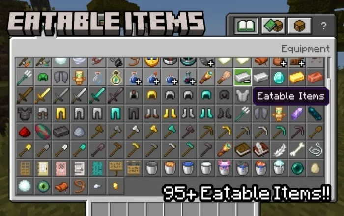 Inventory showcasing eatable items.