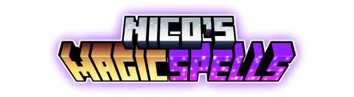 Nicos Magic Spells logo in pixel art.