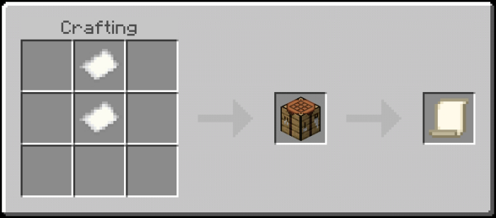 Crafting recipe for a magic scroll.