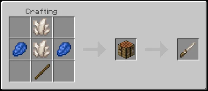 Crafting recipe for a magical wand.