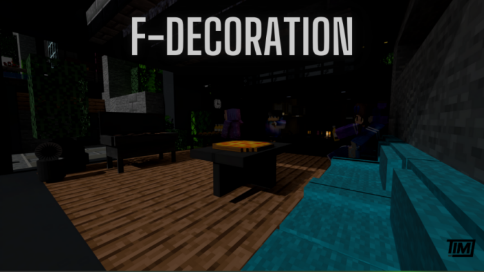 Unique furniture designs in blocky room.