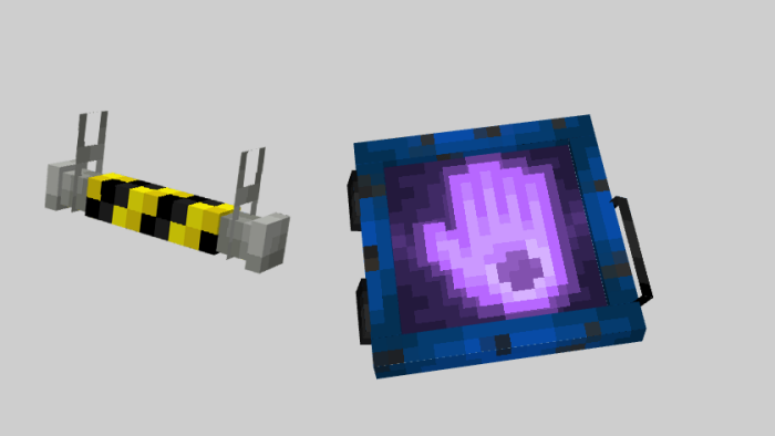 Blocky grab tool and purple hand icon.