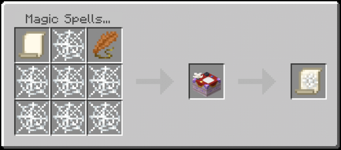 Crafting spell scroll with book.