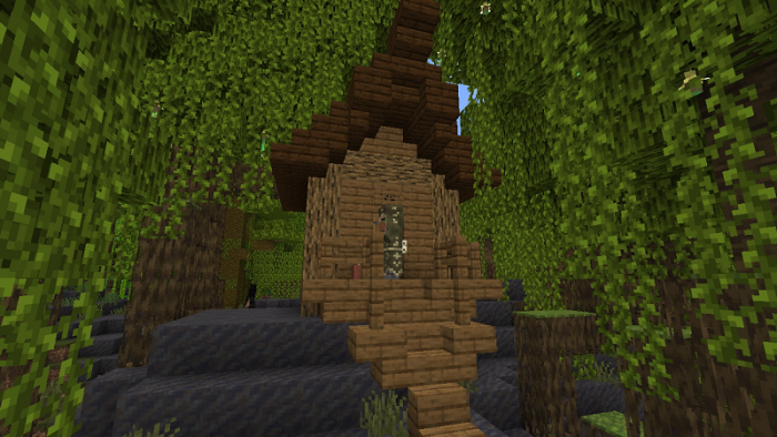 Enchanted wooden house in a forest.
