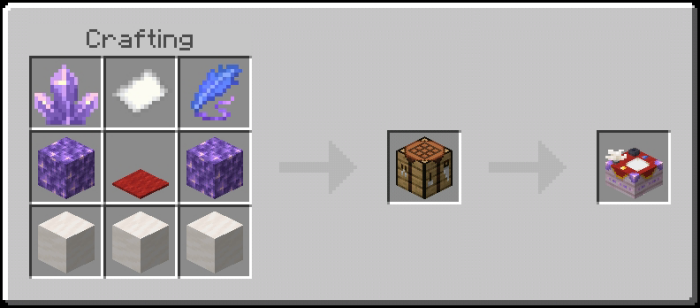 Crafting spell book recipe display.