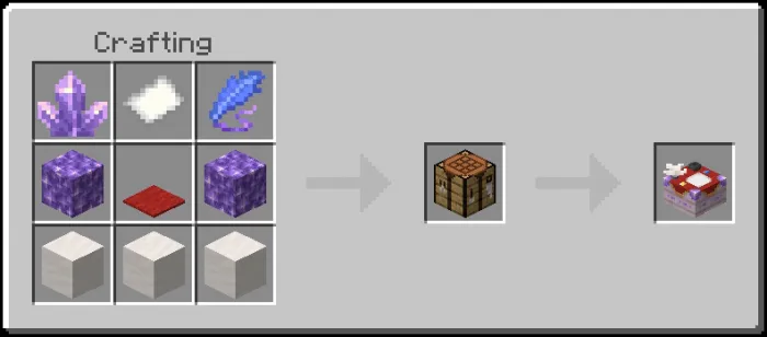 Crafting spell book recipe display.