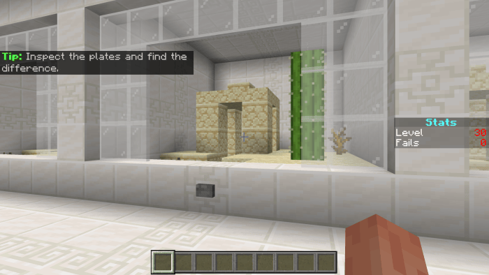 A screenshot of the bonus level, featuring three nearly identical plates, each containing a desert well and a cactus.