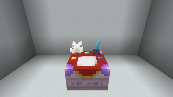 Magic spellcasting table with items.