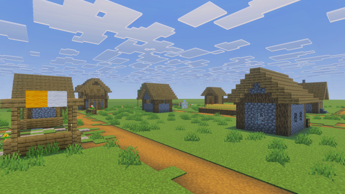 In-game screenshot showcasing an instant plains village.