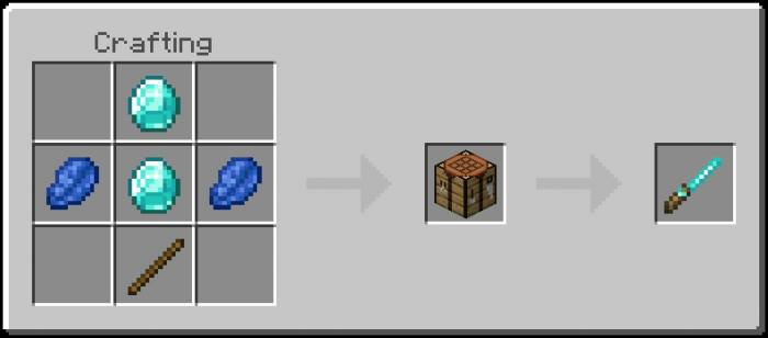 Crafting recipe for a glowing sword.