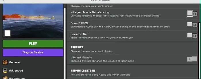 Game settings menu with graphics options.