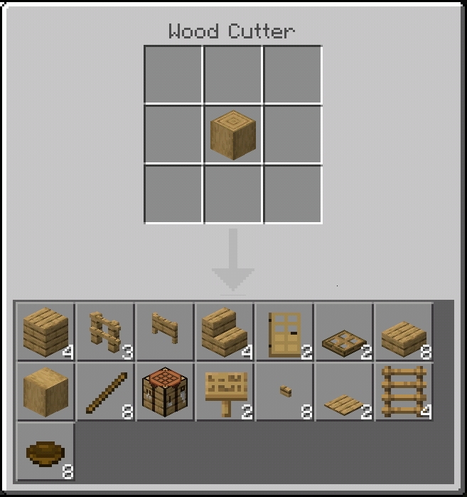 Wood Cutter interface with wooden items.