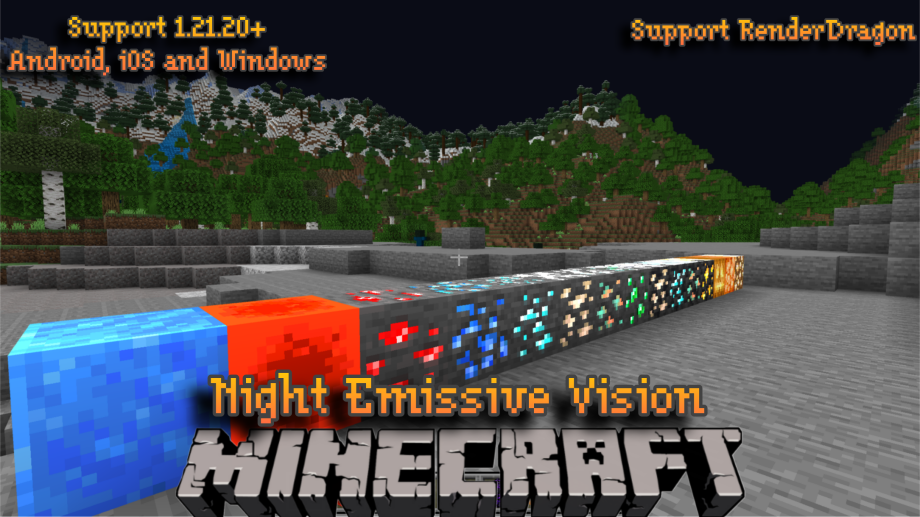 Thumbnail: Night Emissive Vision for Minecraft BE 1.21.20+ RenderDragon Support