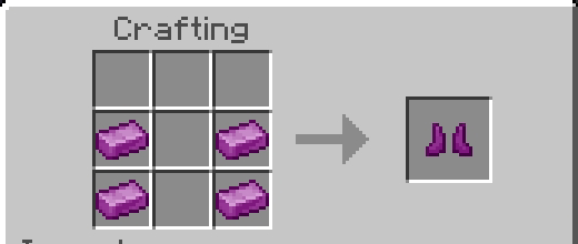 Crafting recipe for purple boots.