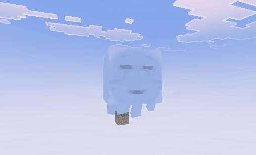 A floating cloud creature above a block.
