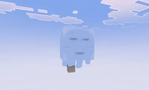 A floating cloud creature above a block.