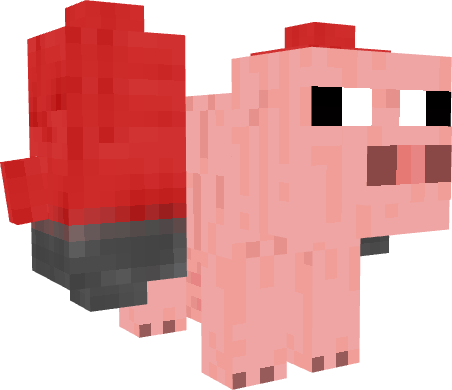 Pig with a red rocket backpack.