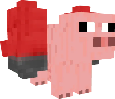 Pig with a red rocket backpack.