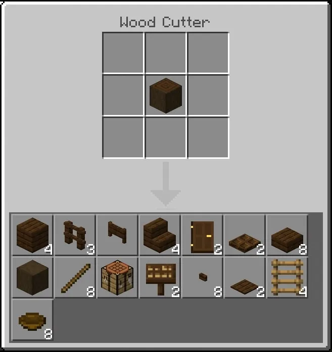 Wood Cutter crafting interface.