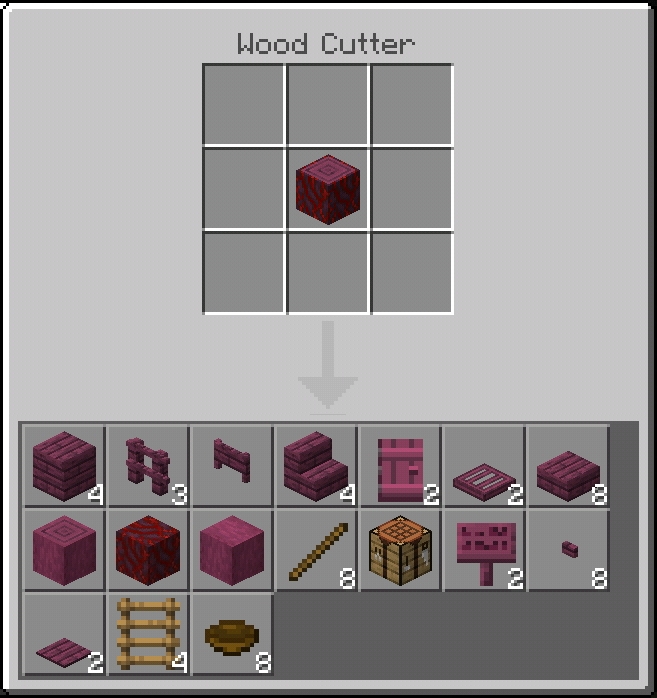 Crafting options with Wood Cutter.