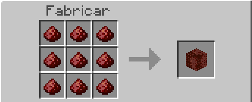 Crafting grid with redstone blocks.