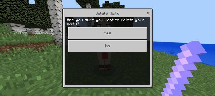 Delete waifu confirmation screen.