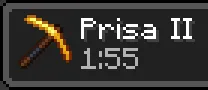 Golden pickaxe with Prisa II text.