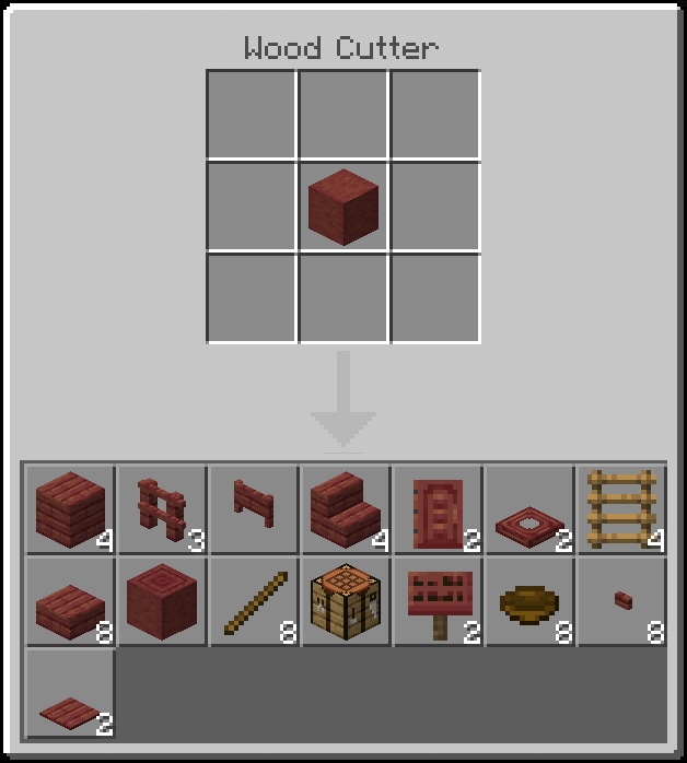 Wood Cutter crafting interface.