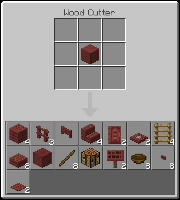 Wood Cutter crafting interface.