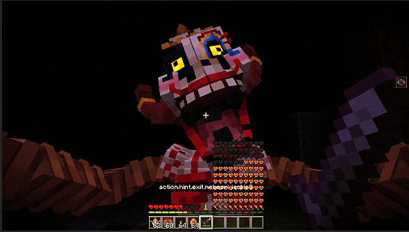 Creepy animatronic with health bar.