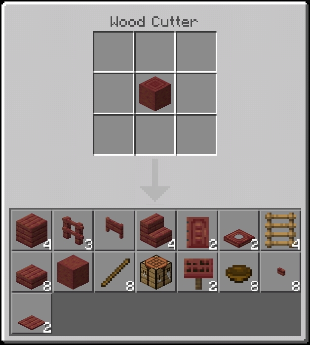 Wood Cutter crafting interface.