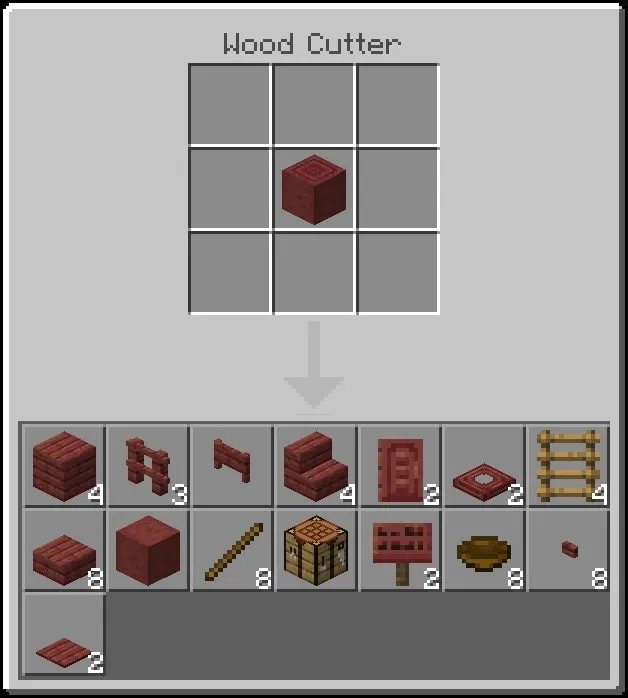 Wood Cutter crafting interface.